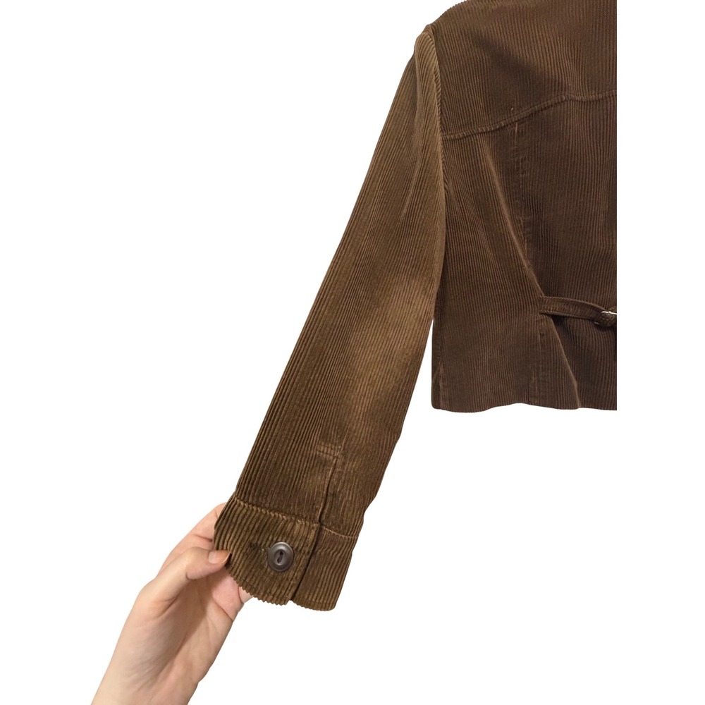 Vintage American Eagle Brown Corduroy Jacket Cinch Back Orange Lining Large - Picture 6 of 10